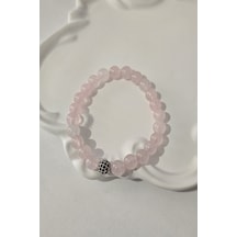 Sertifikalı 8 Mm Zirkon Taşı, Pembe Kuvars Doğaltaş Bileklik Açık Pembe