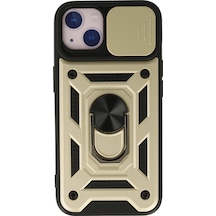 Apple iPhone  Uyumlu,  15 Kılıf Pars Lens Yüzüklü Silikon - Gold