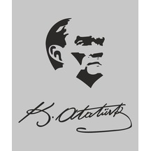 Atatürk Ve Imza Dekoratif Duvar Sticker. (38X38 Cm)