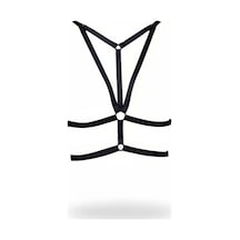 İkikareshop Siyah Göğüs Harness Metal Halka Detaylı Ayarlanabilir Bantlı - Brf163 Çok Renkli