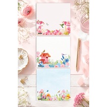 Çiçek Bloknot - 9 9 Cm Ebat- 50 Yaprak - Notepad - Memopad - Çizgisiz Not Kağıdı- To Do List - 3541