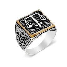 Gümüş Adalet Terazisi Erkek Yüzük Gümüş