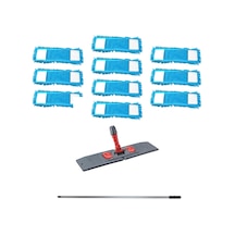 Cod-Ex Makarna Şönil Kuru Nemli Palet Tablet Mop Yedek Seti Takımı Mop 10'lu 60 CM + Mop Tutucu + Sap