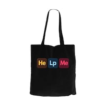 Designer Help Me Siyah Fermuarlı Bez Çanta Gabardin