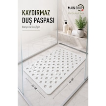 Mainshop Kaydırmaz Duşakabin Banyo Ve Duş Paspası 66 Adet Vantuzla Yapışır 33 X 66 Cm M-141 Beyaz