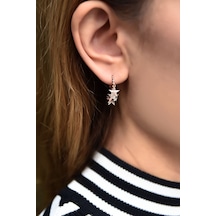 Papatya Silver 925 Ayar Gümüş Rose Kaplama Fırfırlı Yıldız Kadın Küpe