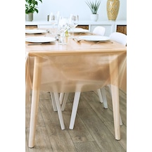 Sarı Simli Şeffaf Muşamba Masa Örtüsü - Farklı Ölçülerde