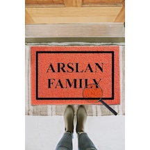 KIVIRCIK PASPAS KISIYE OZEL FAMILY TURUNCU 40X60 CM Dekoratif Çok Amaçlı Iç ve Dış Kapı Paspası