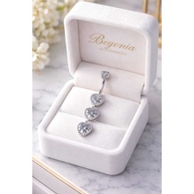 316l Cerrahi Çelik Göbek Piercing Zirkon Taşlı Sallantılı Kadın Piercing Paslanmaz Kararmaz Figürlü Fashion Özel Tasarım Göbek Piercing Modeli - 24 Gümüş
