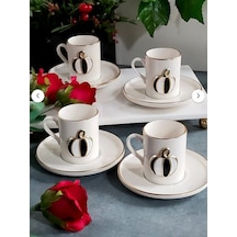 Regna Home Fine Living Black-white Pumpkin 8 Parça 4 Kişilik Kahve Fincan Takımı Beyaz