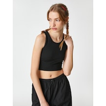 Koton Crop Atlet Basic Bisiklet Yaka Kolsuz Fitilli Siyah 3sal30086ık 3SAL30086IK999 Siyah