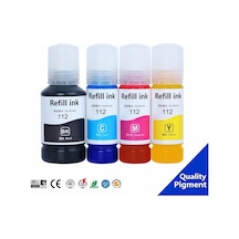 Epson Ecotank 112 1 Set 4 Renk İthal Uyumlu Pigmentli Mürekkep Seti Siyah 127 Ml - Renkliler 70 Ml