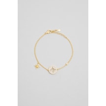 So Chic Kuzey Yıldızı 18 Ayar Sarı Altın Kaplama 19 Cm Gümüş Minimal Bileklik