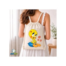 Ghostbastır Design Tweety Büzgülü Keten Çanta C355 Bej