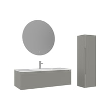 Orka Olbia 120 Cm Mat Kaşmir Banyo Dolabı Takımı Ve Boy Dolabı Beyaz