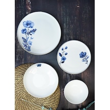 24 Parça 6 Kişilik İnce Porselen Yemek Takımı Peta Blue-4190 Beyaz