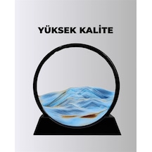 Mey İthalat Rahatlatıcı Kum Sanatı Yuvarlak Cam Çerçeveli Hareketli Kum Resmi, Ofis Ve Ev İçin Etkileşimli Masaüstü Süs