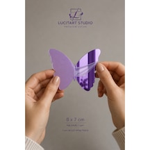 10'lu Mor Violet Ayna Pleksi Kelebek Duvar Dekoru - 1 Mm Lüks Dekoratif Kelebek Seti Mor
