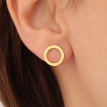 925 Ayar Gümüş Minimal Çember Küpe Çap:9.50 Mm- E00252 Gold