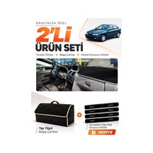 Renault Laguna 1 Aırbagli 2000-2007 Uyumlu Torpido Örtüsü + Tay Tüyü Çanta Seti - Siyah Bej
