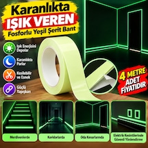 Karanlıkta Işık Veren Yansıyan 4 Metre Fosforlu Yeşil Şerit Bant Adet Fiyatıdır Çok Renkli