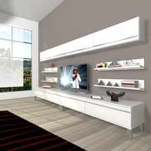 Decoraktiv Eko 360y Mdf Krom Ayaklı Tv Ünitesi Tv Sehpası Parlak Beyaz