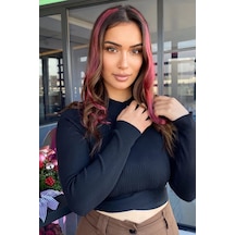 Caş Dekorasyon Yan Çıt Çıt Postiş / Bordo Renk Dalgalı / 50cm- 2 Adet Bordo