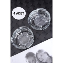 4 Adet Cam Kristal Lüks Küllük - Kül Tablası - Yuvarlak Kül Tabağı Cam Turuncu Yuvarlak
