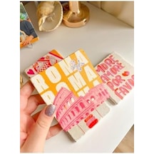 Modern Art Tasarımlı Bardak Altlığı Roma, Pembe Ve Turuncu Kolezyum, İskambil Ve Motto Temalı 1