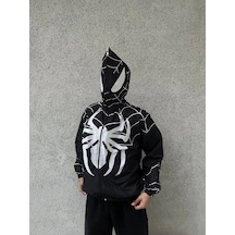 Tarzyeri Unisex Uzun Kollu Kapşonlu Rüzgarlik - Siyah 001