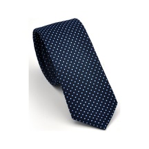 Gaffy Mavi Noktalı Puantiye Desenli Lacivert Dokuma Kumaş Mendilli Slim Fit Kravat // Sdk230915 Lacivert - Mavi