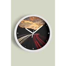 Modern Duvar Saati - 30cm - Önü Camlı Beyaz Kasa - Sessiz Mekanizma-jh0796 Beyaz