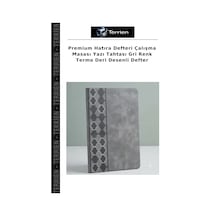 Premium Hatıra Defteri Çalışma Masası Yazı Tahtası Gri Renk Termo Deri Desenli Defter Çok Renkli