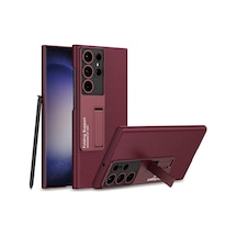 Galaxy Uyumlu S24 Ultra Kılıf Pazarplus Kıpta Standlı Kılıf Mürdüm