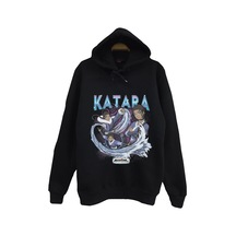 Avatar The Last Airbender Katapa Baskılı %100 Pamuk Unisex Siyah Kapüşonlu Sweatshirt Siyah