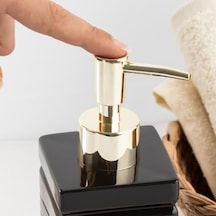 3206 Seramik Sıvı Sabunluk - Tezgah Üstü Banyo Mutfak Lavabo Sabunluğu - 275 Cc Siyah 000 Açık Krem