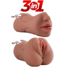 Erofoni Ultra Süper Realistik 3 İşlevli 19 Cm Yapay Suni Vajina Anüs Ağız Mastürbatör