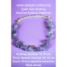 Ametist Kırıktaş Bileklik Gerçek Doğal Taş Pirinç Kaplama Uzatma Zincirli Sertifikalı Bileklik Asetat Kutu Asetat Kutu