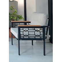 Adımshos Tekli Lazer Balkon-bahçe-ofis-kafe Çay Seti Koltuk Oturma Takımı-oturma Grubu Krem