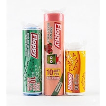 Ekonomik Çöp Poşeti Paketi 3'lü Karma Set - Büyük Boy, Çilek Kokulu Büzgülü Ve Orta/mini Boy