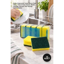 15 Adet Bulaşık Süngeri Oluklu Ergonomik Tutuş, Ovucu Fiber Yüzey, Yüksek Emici Köpük, Mutfak Temizliği, Sponge, Dish Sponge