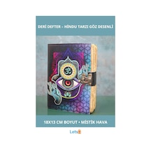 Deri Kapaklı Otantik Hindu Gözlü 18x13 Cm Günlük Defter Çok Renkli