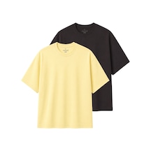 Ranud Erkek Oversize Fit 2'li Tişört Paketi,%100 Pamuk, Yumuşak Fırçalı Kumaş, Oeko-tex Sertifikalı Sarı + Kahve