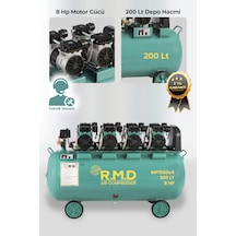 R.m.d Kompresör 200 Lt Yüksek Emişli Yağsız Teknoloji Hava Kompresörü Mp1500x4