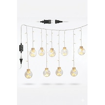 3 Metre 10 Toplu Perde Led Işık - Gün Işığı Şeffaf Dekoratif Aydınlatma - 8 Fonksiyonlu Led