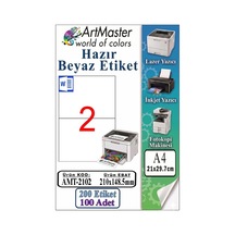 A4 Hazır Beyaz Etiket 210x148.5mm 100 Sayfa 1 Paket 2 Li Kendinden Yapışkanlı Fotokopi Lazer İnkjet Kağıdı Yazıcılar