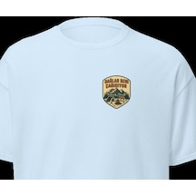 Wildstyle Dağlar Beni Çağırıyor Renkli Vintage Dağ Doğa Kamp Baskılı Unisex Bisiklet Yaka Pamuklu Tişört Bebek Mavisi