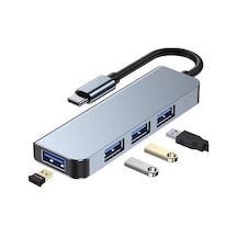 Usb Ve Type-c 4 In 1 Usb 3.0 Hub Alüminyum Gövde Usb Çoklayıcı Hub Type-c Girişli