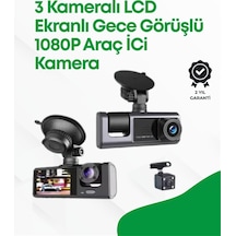 2.0 Lcd Ekranlı, Döngüsel Kayıt Özellikli Üç Kameralı Oto Kamera - Lisinya Standart