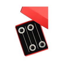 Numetal 4 Lü Oval Siyah Taşlı Eşarp İğnesi. Şal İğnesi. Türban İğnesi. Başörtü İğnesi. Eşarp Ve Şal İğnesi. Gümüş